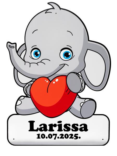Geburtstafel Elefant grau - personalisierbar - 70x100cm